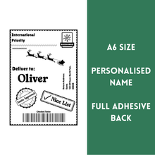 Load image into Gallery viewer, Personalised Nice List Santa Delivery Stickers
